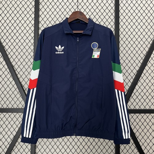 2024 Italy Dark Blue Soccer Windbreaker Jacket Football Jacket