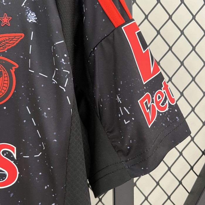 with Sponor Logo Fan Version 2024-2025 Benfica Away Black Soccer Jersey Football Shirt
