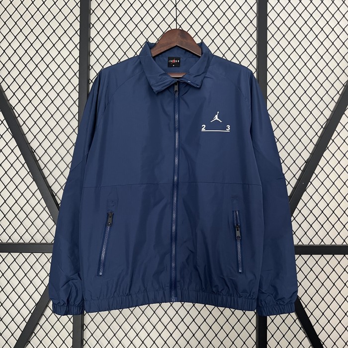 2024 Jordan Dark Blue Soccer Hoodie Football Windbreaker Jacket