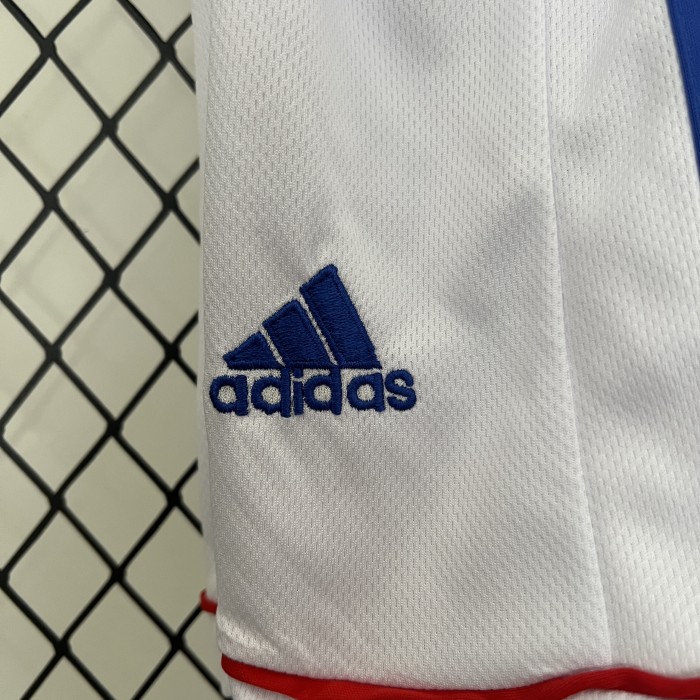 with Front Lettering Retro Youth Uniform Kids Kit 1998 France Away White Soccer Jersey Shorts Child Football Set