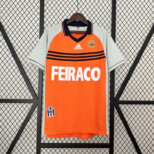 Retro Jersey 1998-1999 Deportivo La Coruna Away Orange Soccer Jersey Vintage Football Shirt