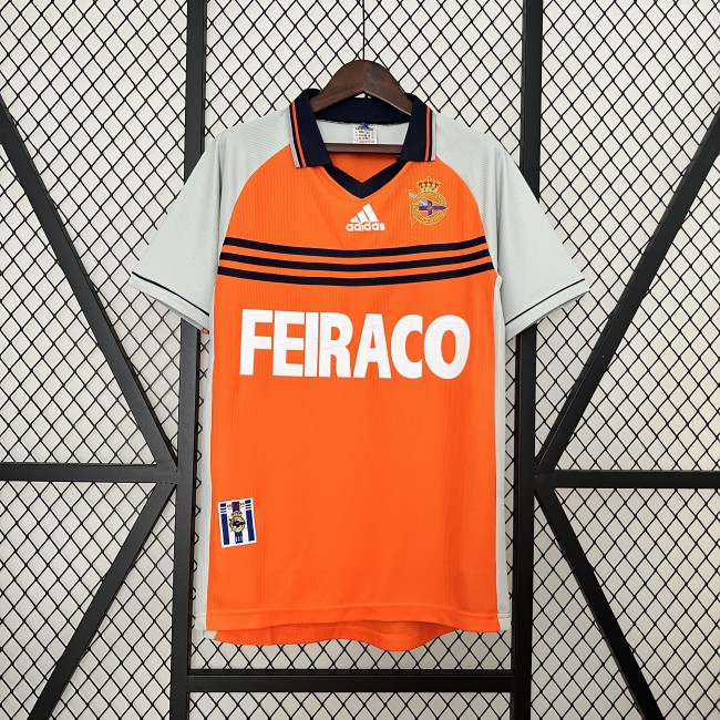 Retro Jersey 1998-1999 Deportivo La Coruna Away Orange Soccer Jersey Vintage Football Shirt