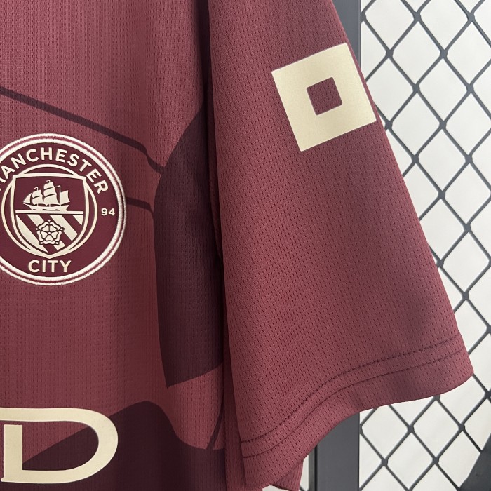 Fan Version Manchester City 2024-2025 Third Away Dark Red Soccer Jersey Man City Football Shirt