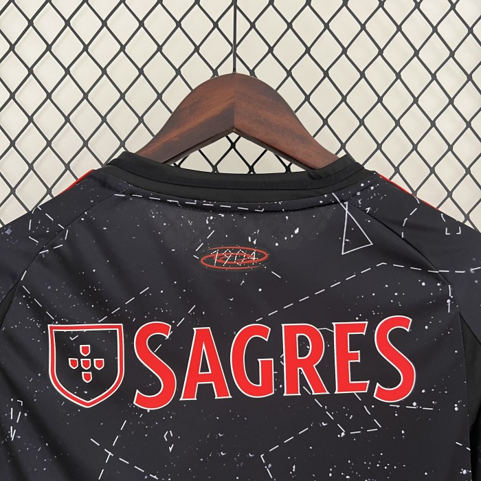 with Sponor Logo Fan Version 2024-2025 Benfica Away Black Soccer Jersey Football Shirt