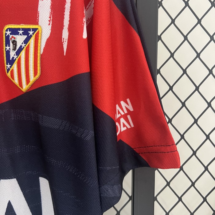 with LFP Patch Retro Jersey 1996-1997 Atletico Madrid Away Black/Red Soccer Jersey Vintage Football Shirt