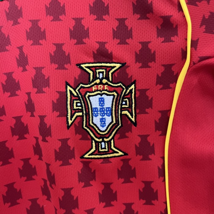 Retro Youth Uniform Kids Kit 2004 Portugal Home Soccer Jersey Shorts Vintage Child Football Set