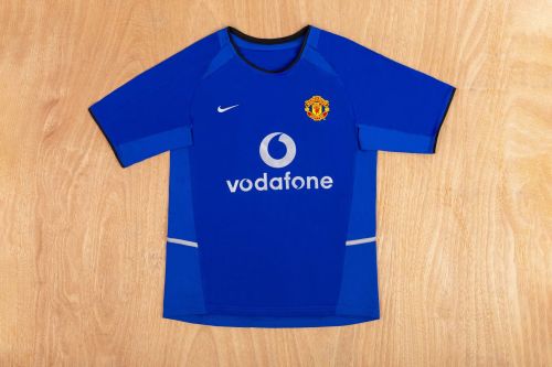Retro Jersey 2002-2003 Manchester United Away Blue Soccer Jersey Vintage Football Shirt