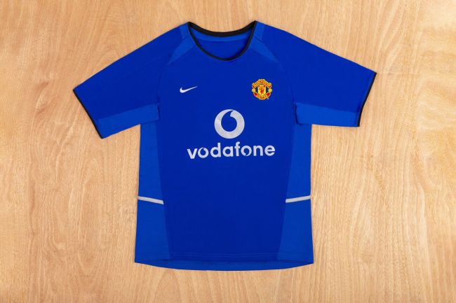Retro Jersey 2002-2003 Manchester United Away Blue Soccer Jersey Vintage Football Shirt