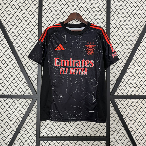 with Sponor Logo Fan Version 2024-2025 Benfica Away Black Soccer Jersey Football Shirt