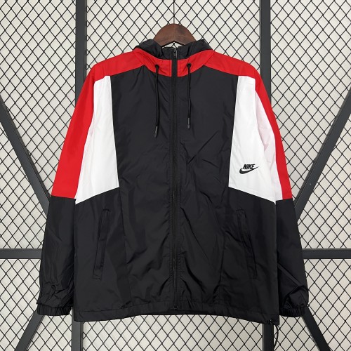 2024 NK Black/White/Red Soccer Hoodie Football Windbreaker Jacket