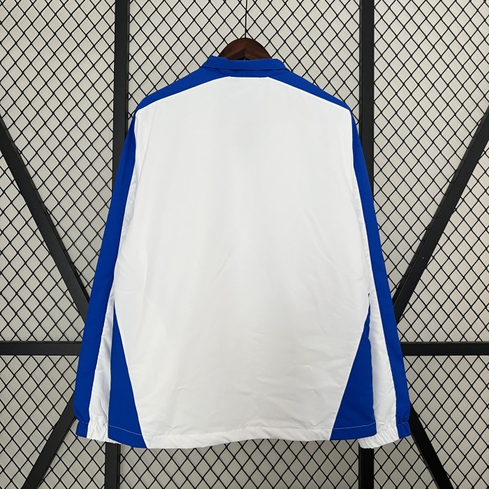 2024 Brazil White/Blue Soccer Hoodie Football Windbreaker Jacket