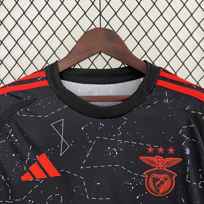 with Sponor Logo Fan Version 2024-2025 Benfica Away Black Soccer Jersey Football Shirt