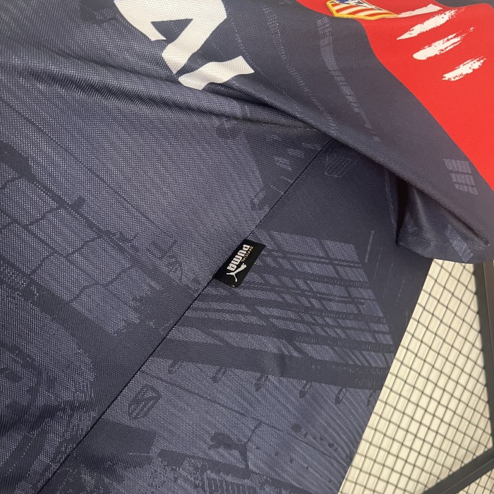 with LFP Patch Retro Jersey 1996-1997 Atletico Madrid Away Black/Red Soccer Jersey Vintage Football Shirt