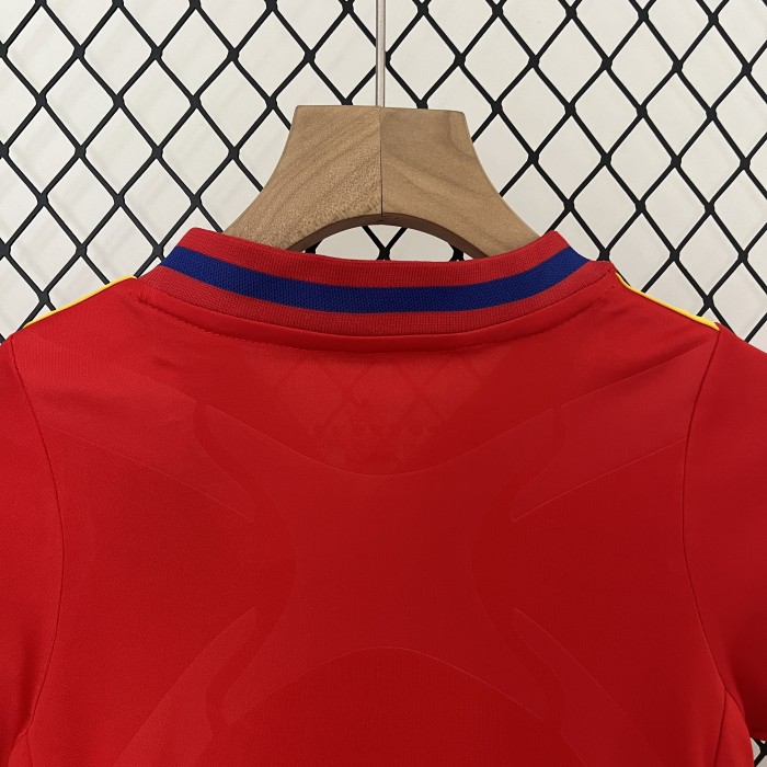 Retro Youth Uniform Kids Kit 2010 Spain Home Soccer Jersey Shorts Child Football Set