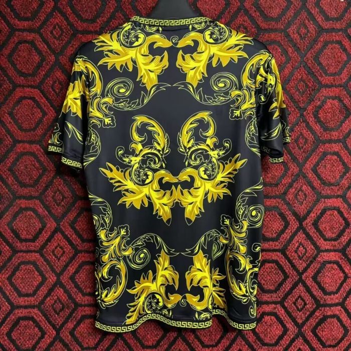 Fans Version 2024 Italy x Versace Black/Gold Soccer Jerjsey