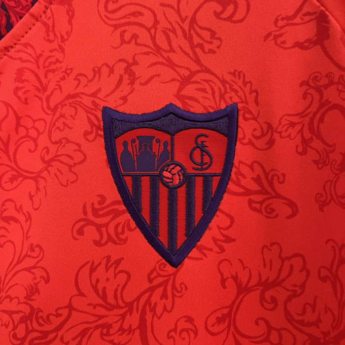 without Sponor Logo Fans Version 2024-2025 Sevilla Away Red Soccer Jersey Football Shirt