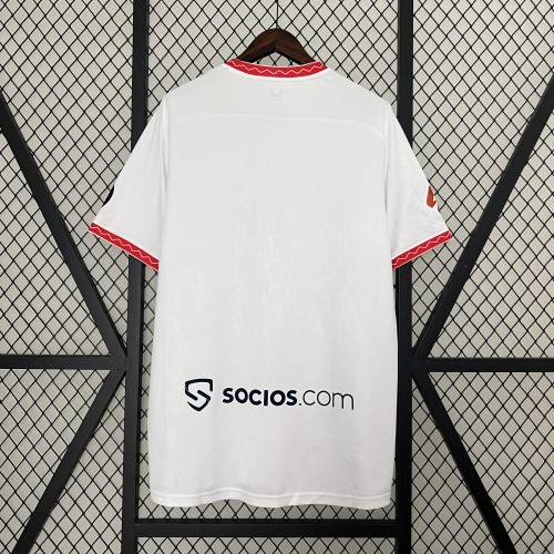 without Sponor Logo Fans Version 2024-2025 Sevilla Home Soccer Jersey Football Shirt