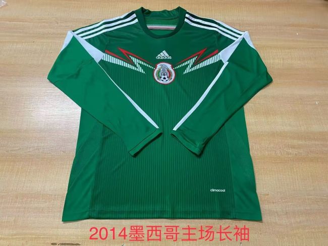 Long Sleeve Retro Jersey 2014 Mexico Home Soccer Jersey Vintage Football Shirt