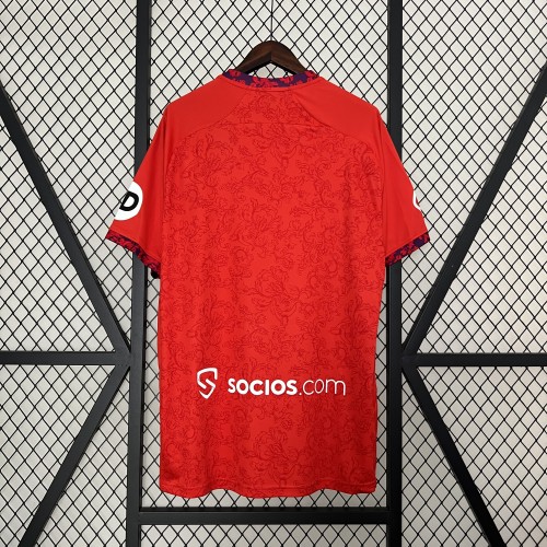 without Sponor Logo Fans Version 2024-2025 Sevilla Away Red Soccer Jersey Football Shirt