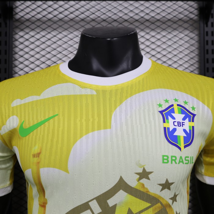 Player Version 2024 Brazil Yellow Special Edition Soccer Jersey Brasil Football Shirt