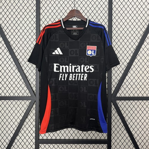 Fan Version 2024-2025 Lyon Away Black Soccer Jersey Olympique Lyonnais Football Shirt