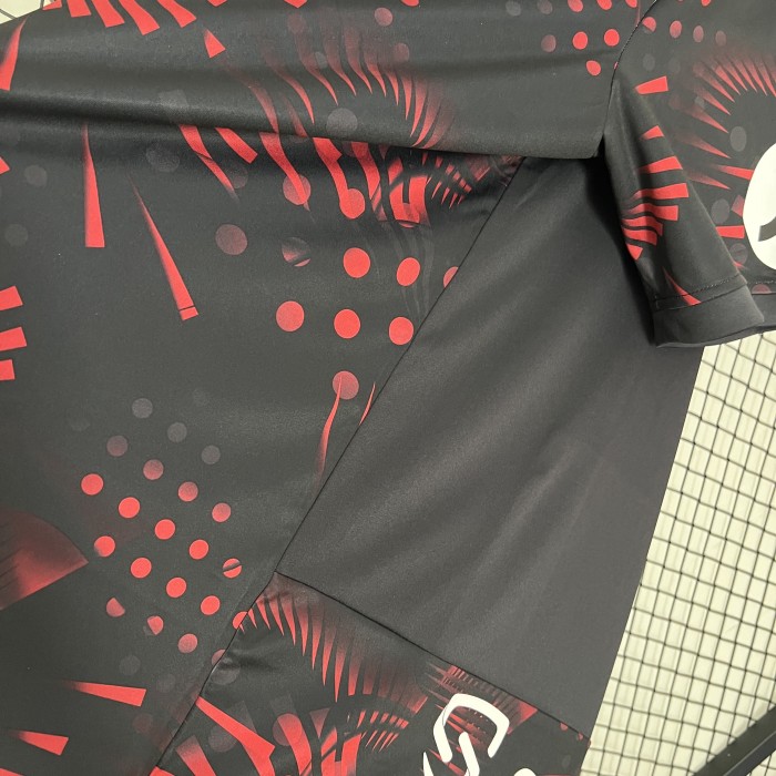 Fans Version 2024-2025 Sevilla Third Away Black/Red Soccer Jersey Football Shirt