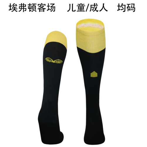 Youth/Adult Socks 2024-2025 Everton Away Black/Yellow Soccer Socks