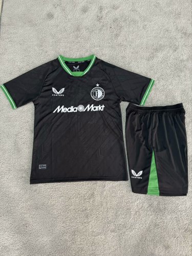 Adult Uniform 2024-2025 Feyenoord Rotterdam Away Black Soccer Jersey Shorts Football Kit