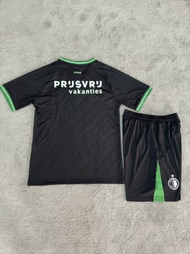 Adult Uniform 2024-2025 Feyenoord Rotterdam Away Black Soccer Jersey Shorts Football Kit