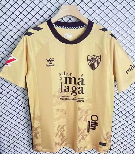 with LALIGA Patch Fan Version 2024-2025 Malaga Third Away Gold Soccer Jersey Football Shirt