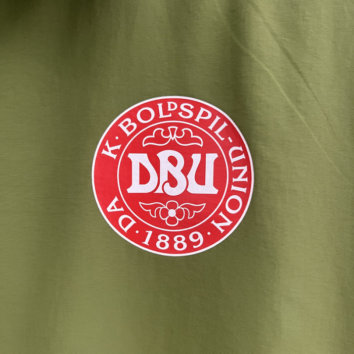 2024 Denmark Green/Blue Trench Coat Soccer Reversible Windbreaker Jacket Football Jacket