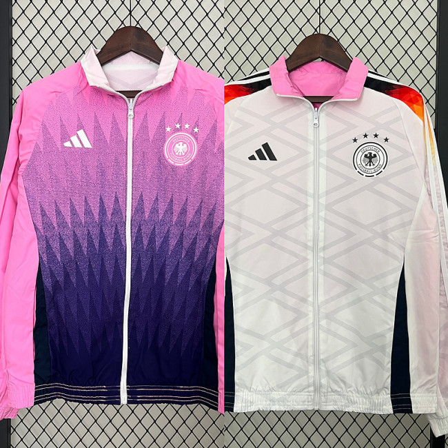 2024 Germany Purple/White Trench Coat Soccer Reversible Windbreaker Jacket Football Jacket
