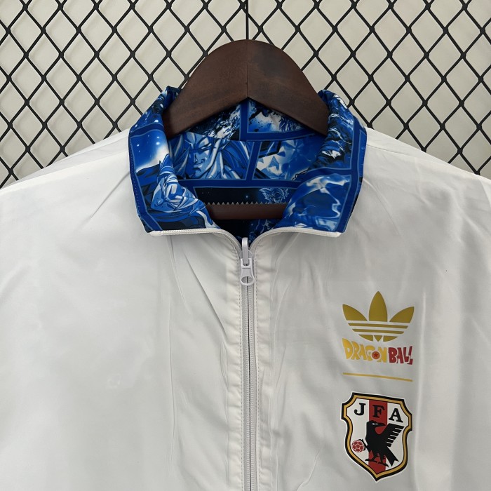 2024 Japan Blue/White Trench Coat Soccer Reversible Windbreaker Jacket