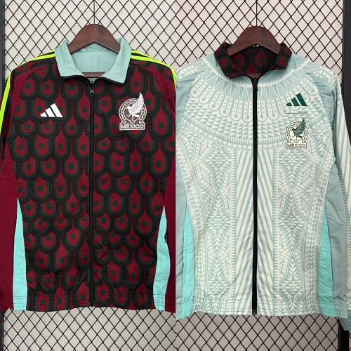 2024 Mexico Trench Coat Soccer Reversible Windbreaker Jacket