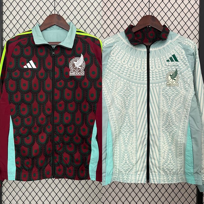 2024 Mexico Trench Coat Soccer Reversible Windbreaker Jacket