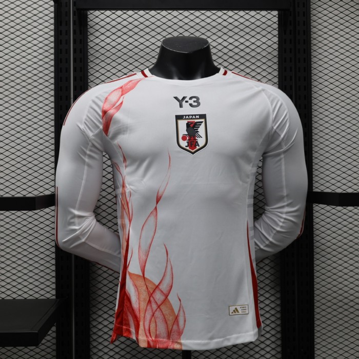 Long Sleeve Player Version Japan 2024 Y-3 Away White Soccer Jersey Football Shirt
