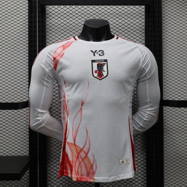 Long Sleeve Player Version Japan 2024 Y-3 Away White Soccer Jersey Football Shirt