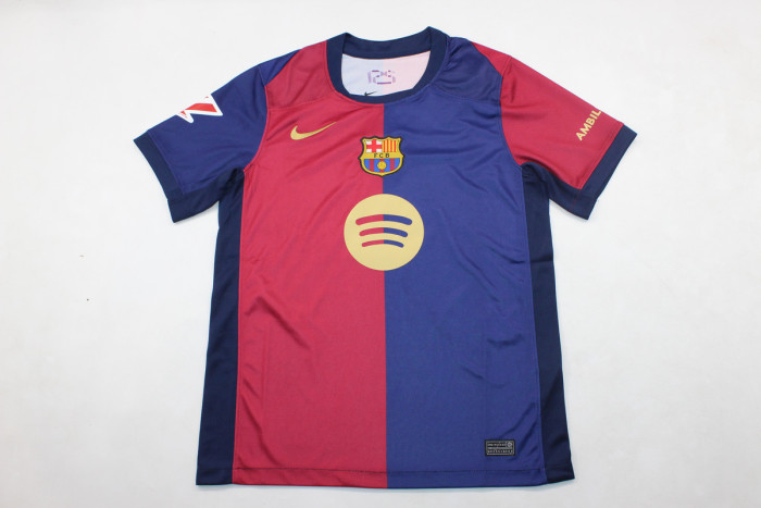 with new Sponor Logo+LALIGA Patch LAMINE YAMAL 19 Barca Camisetas de Futbol Fan Version 2024-2025 Barcelona Home Soccer Jersey
