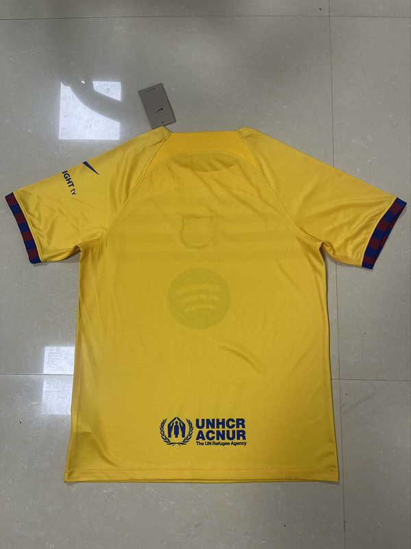 with new Sponor Logo Barca Camisetas de Futbol Fan Version 2024-2025 Barcelona Away Yellow Soccer Jersey