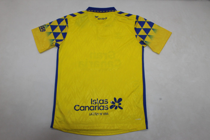 with All Sponor Logos Fan Version 2024-2025 Las Palmas Home Soccer Jersey
