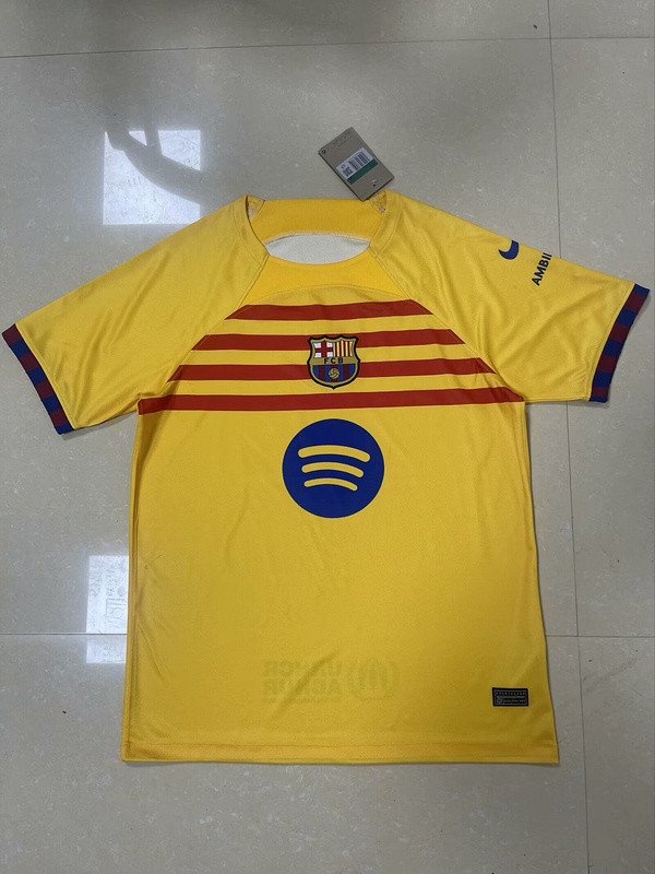 with new Sponor Logo Barca Camisetas de Futbol Fan Version 2024-2025 Barcelona Away Yellow Soccer Jersey