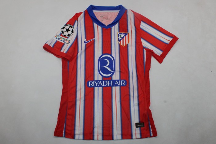 with UCL Patch Fan Version 2024-2025 Atletico Madrid Home Soccer Jersey Football Shirt