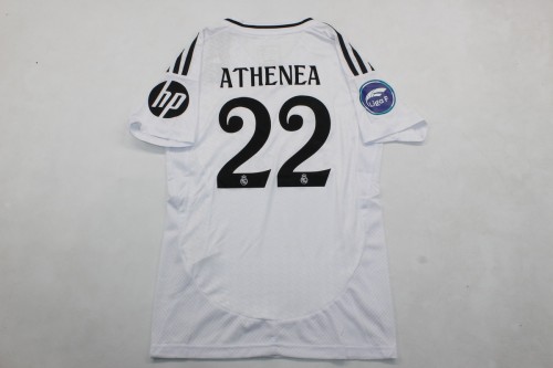 with HP+Liga F Patch Fan Version 2024-2025 Real Madrid ATHENEA 22 Home Soccer Jersey Real Football Shirt