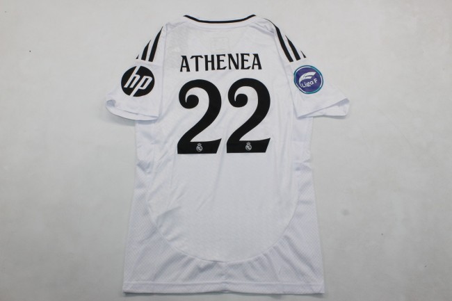 with HP+Liga F Patch Fan Version 2024-2025 Real Madrid ATHENEA 22 Home Soccer Jersey Real Football Shirt