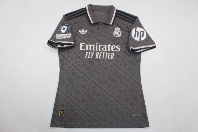with HP+UCL 15 Cup Patch Fan Version 2024-2025 Real Madrid Third Away Soccer Jersey Real Football Shirt