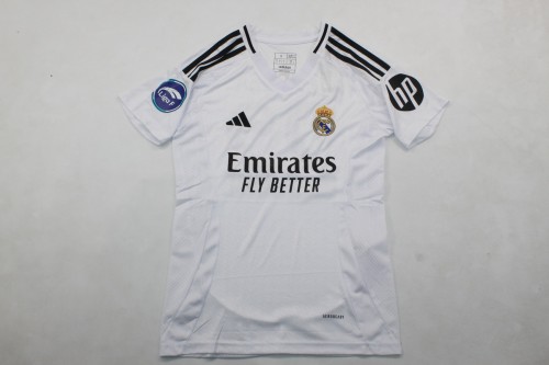 with HP+Liga F Patch Fan Version 2024-2025 Real Madrid Home Soccer Jersey Real Football Shirt