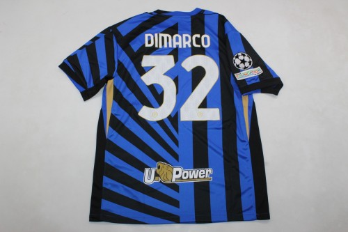 with Scudetto+UCL Patch Fan Version 2024-2025 Inter Milan DIMARCO 32 Home Soccer Jersey Football Shirt