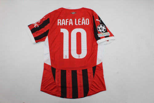 with UCL Patch Fan Version 2024-2025 AC Milan RAFA LEAO 10 Home Soccer Jersey AC Football Shirt