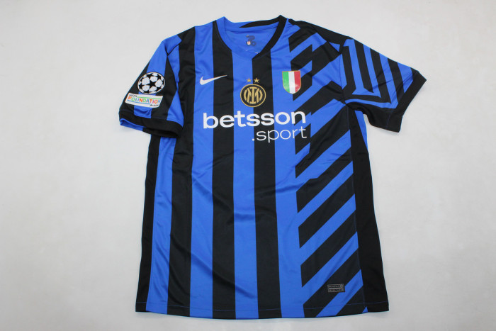 with Scudetto+UCL Patch Fan Version 2024-2025 Inter Milan Home Soccer Jersey Football Shirt