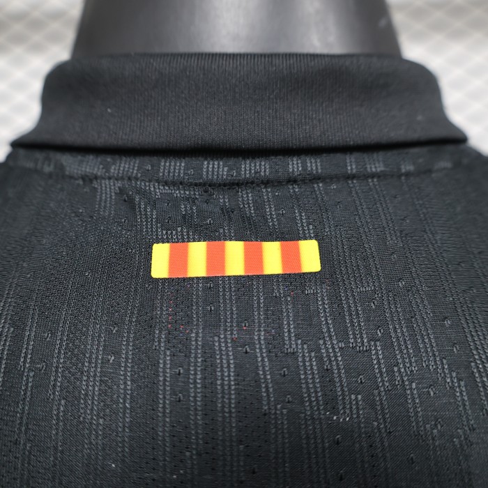 with Big Spofity Barca Camisetas de Futbol Player Version 2024-2025 Barcelona Away Black Soccer Jersey